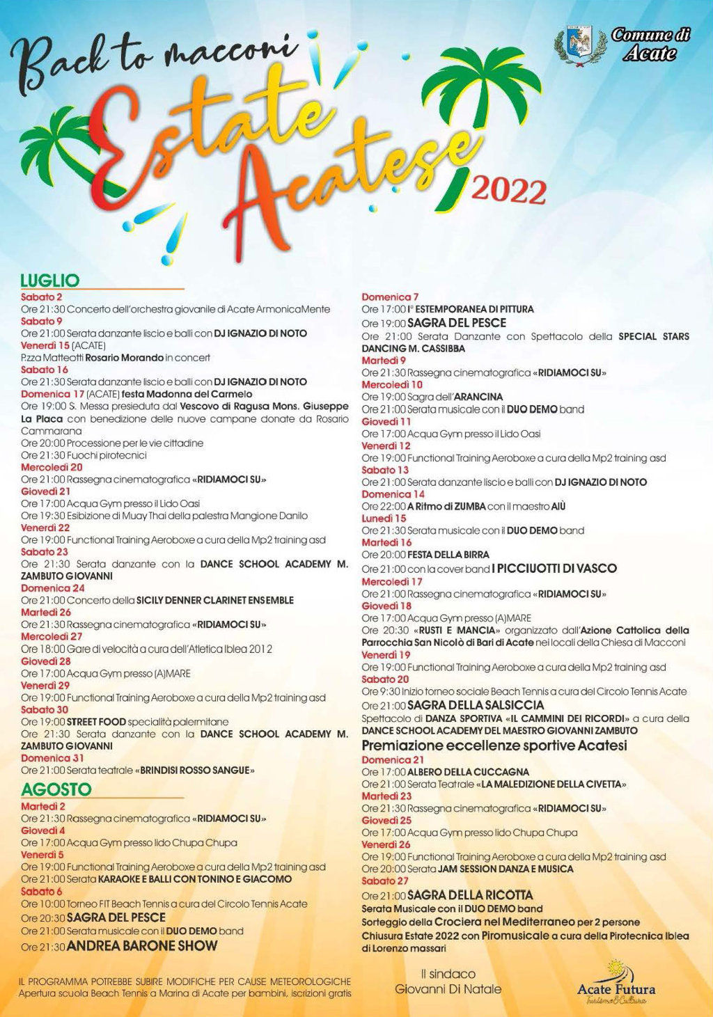 Estate 2022 IL PROGRAMMA